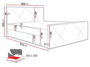 Boxspringbett Milano 4 Schwarz - Breite: 185 cm