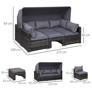 Gartenmöbel-Set (4-tlg.) 862-027 Grau - Polyrattan - 75 x 64 x 215 cm