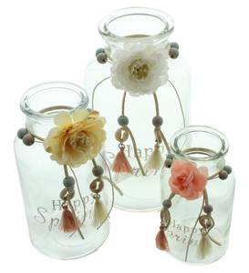 Vase Happy-Spring 3er Set Glas - 10 x 20 x 10 cm