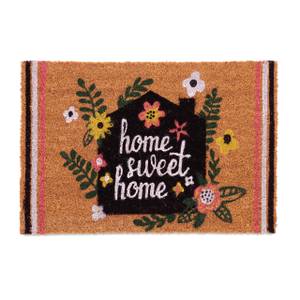 Kokos Fußmatte Home Sweet Home Schwarz - Braun - Grün - Naturfaser - Kunststoff - 60 x 2 x 40 cm