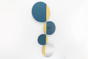 Horloge murale design THE BLUE SYMBIOSIS Bleu - Bois manufacturé - Verre - 54 x 133 x 1 cm