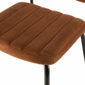 Chaise velours orange pieds métal noir Orange - Textile - 56 x 81 x 52 cm