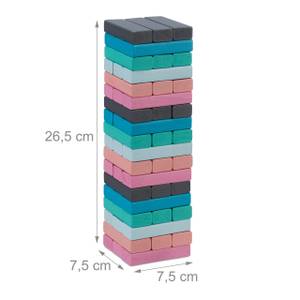 Bunter Wackelturm aus Holz Blau - Pink - Türkis - Holzwerkstoff - 8 x 27 x 8 cm