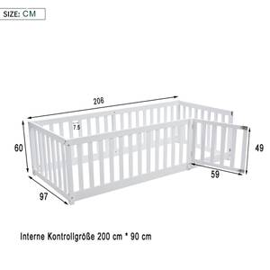 Kinderbett WoodySafe Ⅰ Weiß - Holzwerkstoff - Massivholz - Holzart/Dekor - 97 x 60 x 206 cm