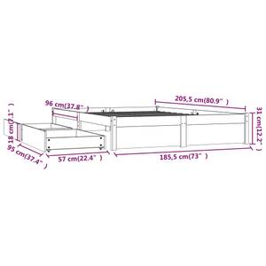 Bettrahmen 3013835-3 Braun - Holz - Breite: 186 cm