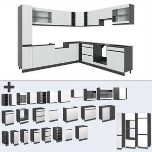 Eckküche R-Line 42920 Anthrazit - Weiß