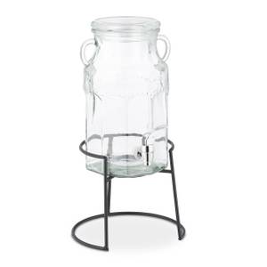 Getränkespender Set mit Gläsern Schwarz - Rot - Glas - Metall - Kunststoff - 20 x 38 x 23 cm