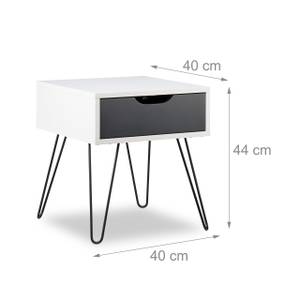Table de Chevet à Tiroir Design moderne Noir - Gris - Blanc - Bois manufacturé - Métal - 40 x 44 x 40 cm