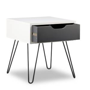 Nachttisch weiß-grau Schwarz - Grau - Weiß - Holzwerkstoff - Metall - 40 x 44 x 40 cm