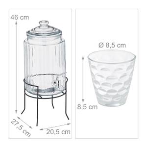 Getränkespender Set mit Gläsern Schwarz - Glas - Metall - Kunststoff - 21 x 46 x 28 cm