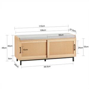 Schuhbank FSR154-N Braun - Holzwerkstoff - Metall - Rattan - 110 x 49 x 40 cm