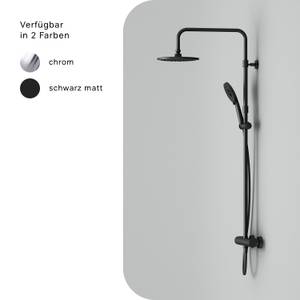 Duschsystem mit Duschthermostat Schwarz - Metall - 29 x 153 x 56 cm