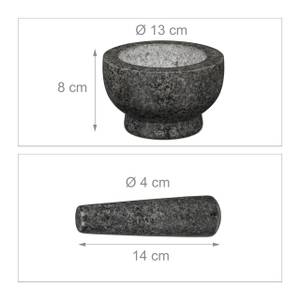 Granit Mörser mit Stößel groß Grau - Stein - 13 x 8 x 13 cm