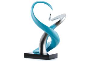Sculpture moderne Cool Attraction Bleu - Argenté - Pierre artificielle - Matière plastique - 63 x 45 x 28 cm