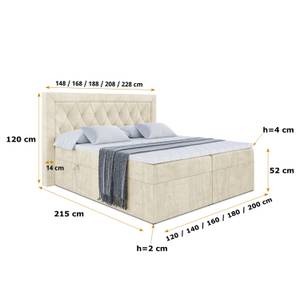 Boxspringbett NOEL Beige - Breite: 200 cm - H3