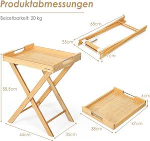 Klapptisch mit abnehmbarem Tablett Braun - Bambus - 38 x 59 x 47 cm