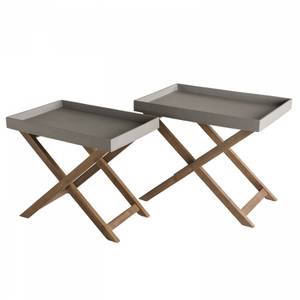 Set de 2 tables basses pliantes Gris - Céramique - 40 x 51 x 60 cm