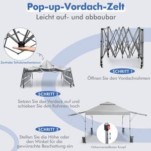 3x3m Pop Up Pavillon mit Zwei Markisen Weiß