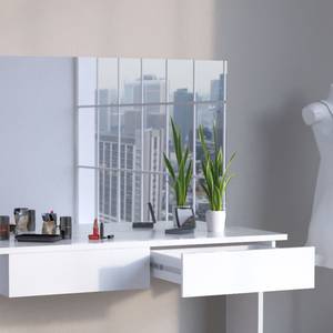 Coiffeuse Azur avec tabouret et miroir Blanc - Bois manufacturé - 120 x 153 x 40 cm