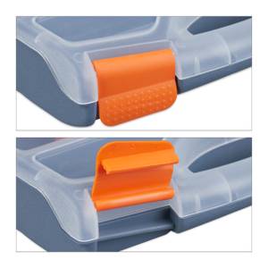 Sortierbox 3er Set Grau - Orange - Kunststoff - 32 x 6 x 24 cm