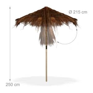 Parasol Hawaii en fibres de palmier Marron - Bois manufacturé - Rotin - Textile - 215 x 250 x 215 cm