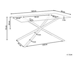 Table de salle à manger CORA Doré - Verre - 90 x 75 x 160 cm