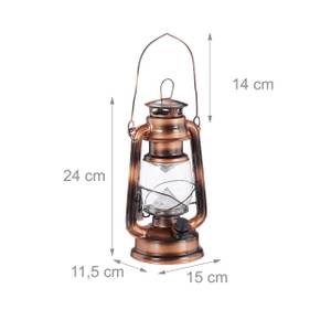 1 x Sturmlaterne LED kupfer Glas - Metall - Kunststoff - 15 x 24 x 12 cm