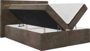 Boxspringbett mit Topper und Led LEVINO Braun - 140 x 120 cm - H4