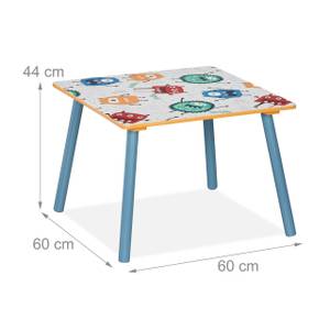 Ensemble table et 2 chaises Bleu - Blanc - Jaune - Bois manufacturé - 60 x 44 x 60 cm