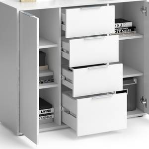 Commode Leon blanc avec 4 tiroirs Blanc - Bois manufacturé - 100 x 35 x 35 cm
