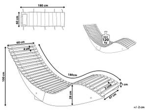 Chaise longue BRESCIA Bleu - Chêne foncé