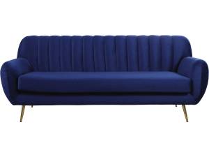 Sofa aus dunkelgblauem Samt "Evans" - 19 Blau - Textil - 84 x 82 x 195 cm