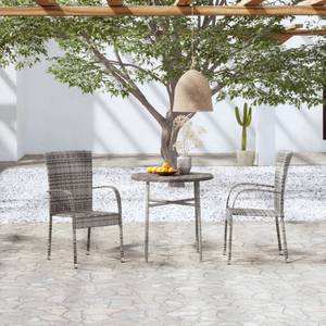 Garten-Essgruppe (3-teilig) 3013183 Grau - Kunststoff - Polyrattan - 45 x 45 x 45 cm