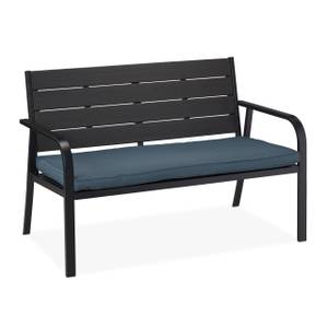 Gartenbank mit Sitzauflage Schwarz - Grau - Metall - Kunststoff - Textil - 118 x 78 x 66 cm