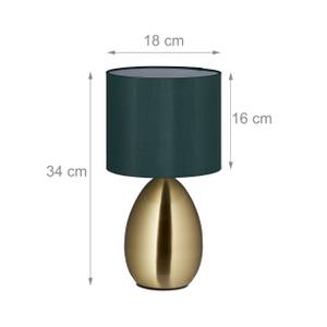 Lampe de chevet tactile dorée Doré - Vert - Métal - Matière plastique - Textile - 18 x 34 x 18 cm