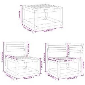 Gartensitzgruppe K3243(6-tlg) Weiß - Massivholz - 78 x 73 x 64 cm