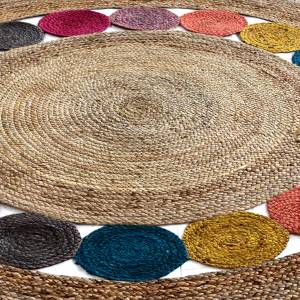 Tapis rond RONDA ⌀250 tissé main en jute Fibres naturelles - 250 x 9 x 250 cm