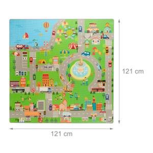 Tapis de jeu pour enfants circuit Bleu - Gris - Vert - Matière plastique - 60 x 1 x 60 cm