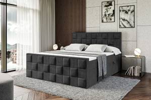 Boxspringbett ZAFIRA Schwarz - Breite: 200 cm - H4