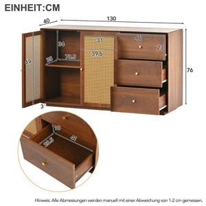 Sideboard Natur Ⅲ Braun - Holzwerkstoff - Polyrattan - 40 x 76 x 130 cm