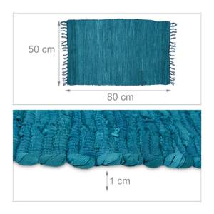 Blauer Flickenteppich aus Baumwolle Blau - Textil - 50 x 1 x 80 cm