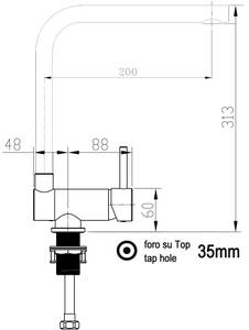 Vorfenster Küchen Hahn 6cm mit L-Auslauf Metall - 35 x 31 x 5 cm