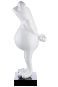 Poly Skulptur Frosch Frog in weiß Schwarz - Weiß - Kunststoff - 32 x 68 x 30 cm