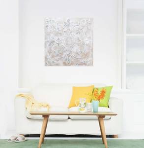 Acrylbild handgemalt Prunkvoll Grau - Massivholz - Textil - 80 x 80 x 4 cm