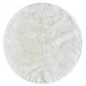 Tapis shaggy ROULDA ⌀80 blanc Blanc