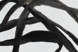 Tableau peint Flight of Thought Noir - Gris - Blanc - Bois massif - Textile - 100 x 75 x 4 cm