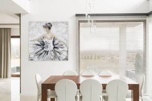 Acrylbild handgemalt Der Vorhang fällt Beige - Massivholz - Textil - 80 x 80 x 4 cm