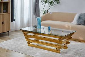 Couchtisch Cindor Gold - Metall - 130 x 45 x 70 cm