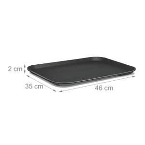 Lot de 2 plateaux de service Noir - Matière plastique - 46 x 2 x 35 cm