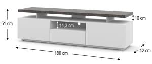 Fernsehtisch ADAM 180x42x51 Grau - Weiß - Holzwerkstoff - Kunststoff - 180 x 51 x 42 cm